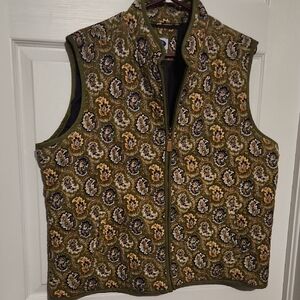 Tabi Paisley Vest in Green And Yellow Sz XL